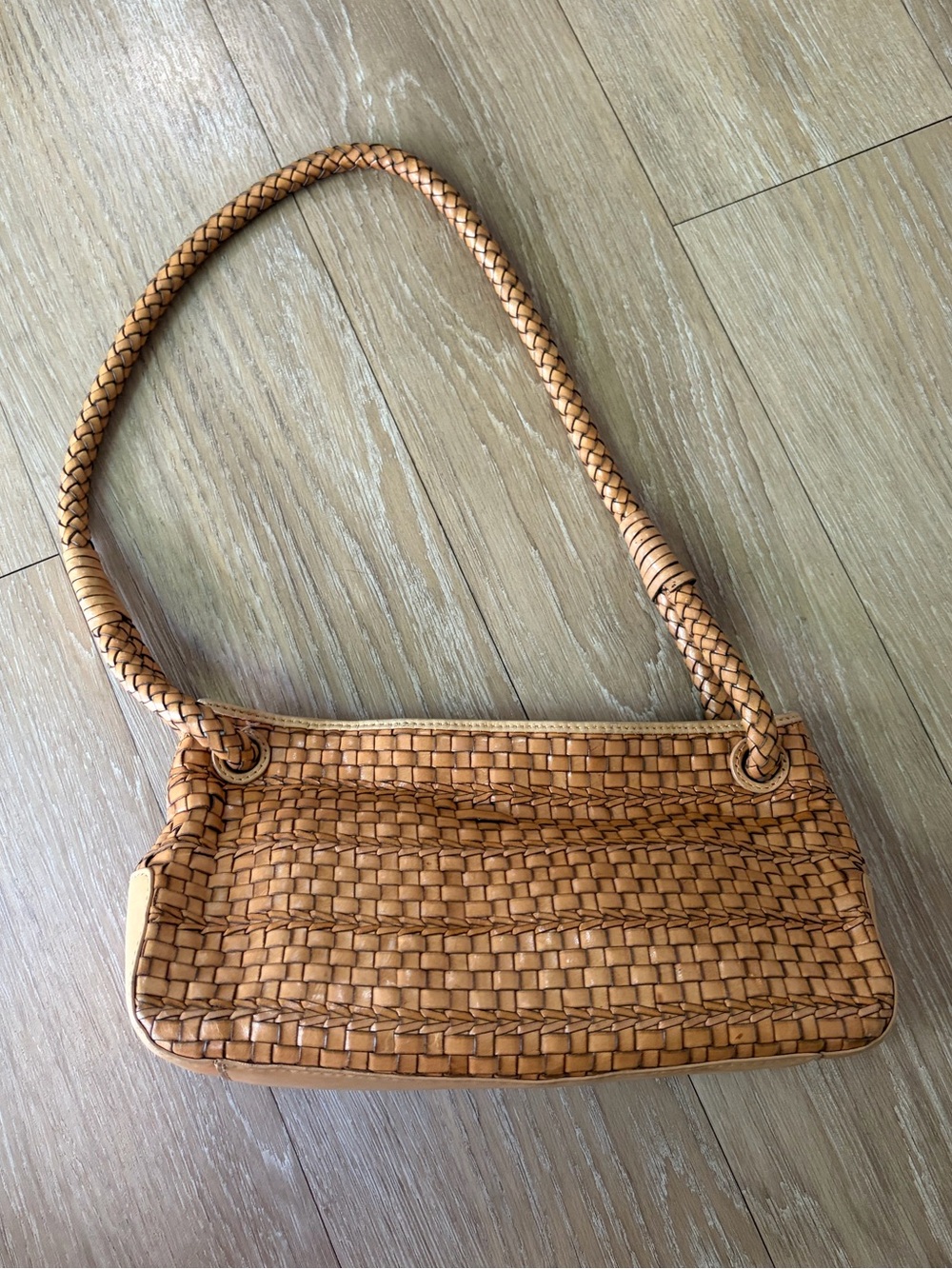 Vintage Fossil Woven Tan Leather Shoulder Bag - Picture 15 of 15